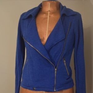 Silence + Noise Blue Moto Jacket